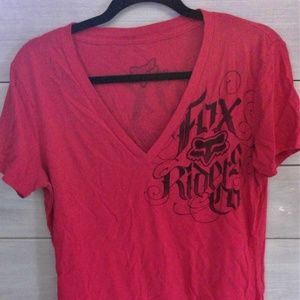 Pink FOX vneck tee